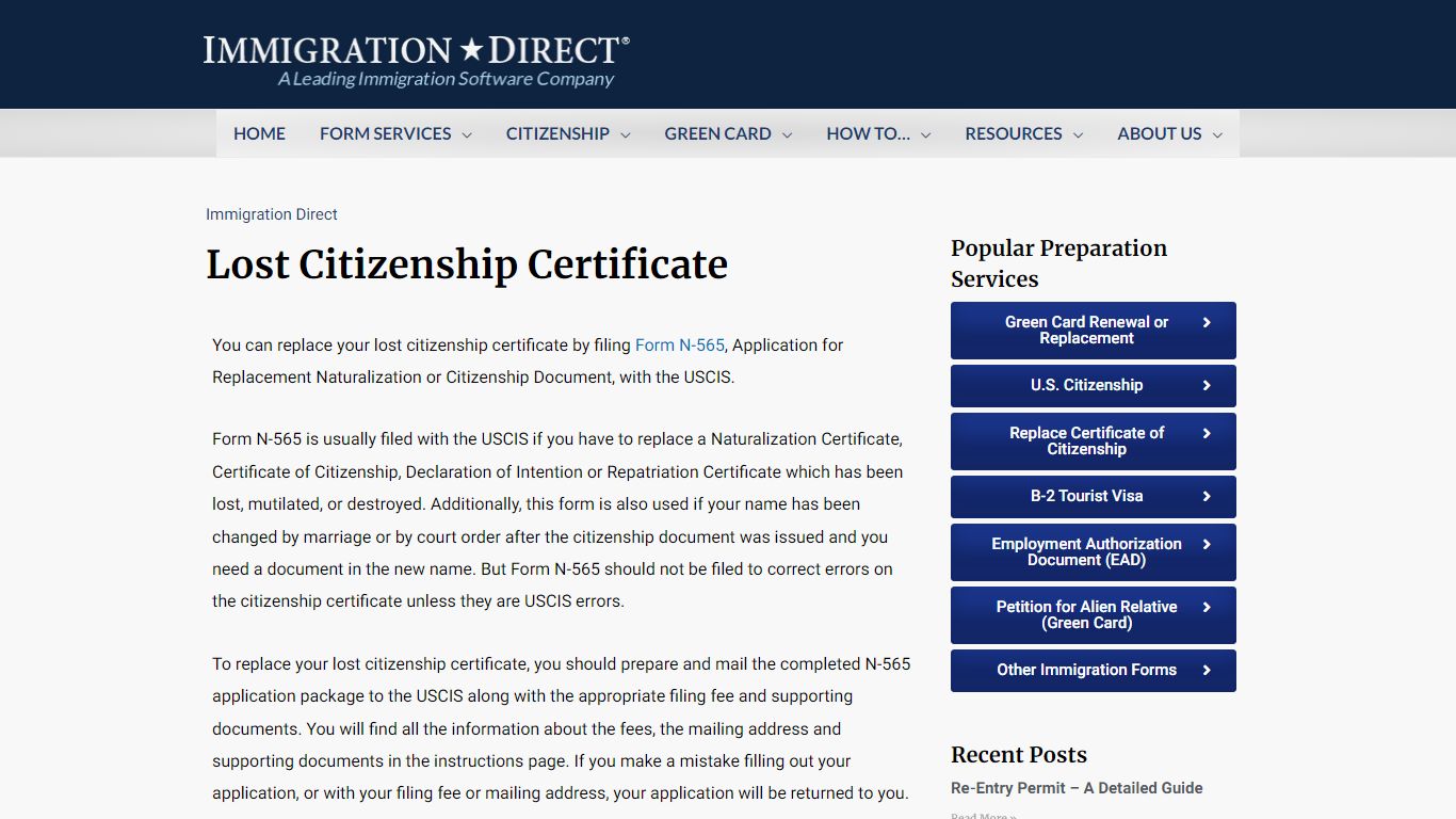 Lost Citizenship Certificate - Immigration Direct