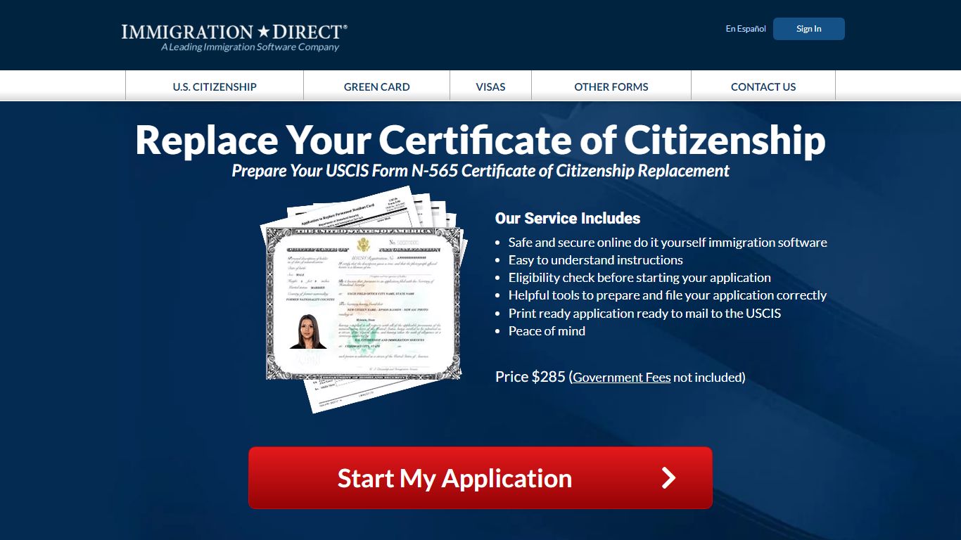 Replace Lost Citizenship Certificate Form N-565 Online - US Immigration